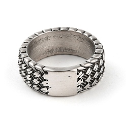 Античное Серебро 304 широкие кольца из нержавеющей стали в стиле стимпанк, плетеные кольца для мужчин и женщин, античное серебро, внутренний диаметр: 20.5 мм, 8.5 мм