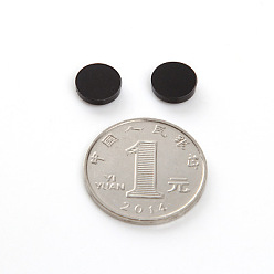 E1112-4 Round Magnetic Black Earrings for Men and Women, Non-Pierced Clip-on Ear Studs with Magnet Stone