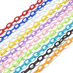 Mixed Color 10 Stands 10 Colors Handmade Opaque Acrylic Cable Chains, Oval, Mixed Color, 13x7.5x2mm, 19.88 inch~23.62 inch(50.5~51cm)/strand, 1 Strand/color