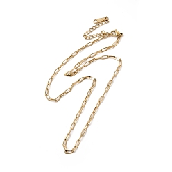 Real 14K Gold Plated Ion Plating(IP) 304 Stainless Steel Paperclip Chain Necklace for Women, Real 14K Gold Plated, 16.46 inch(41.8cm)