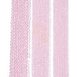 Бледно-Розовый Стеклянные бусины, граненые, рондель, розовый жемчуг, 4 мм, отверстие : 0.9 мм, около 105~110 шт / нитка, 38~39 см