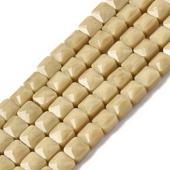 Цвет Древесины Непрозрачное стекло бисер нитей, квадратный, граненые, деревесиные, 5.5~6x6x4~4.5 мм, отверстие : 1 мм, около 100 шт / нитка, 22.44~22.56 (57~57.3 см)