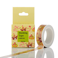 Bear Adhesive Paper Tape, for Card-Making, Scrapbooking, Diary, Planner, Envelope & Notebooks, Bear Pattern, 15x0.2mm, 10m/roll