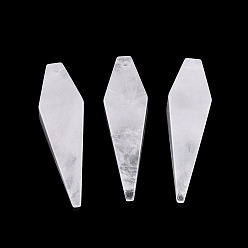 Quartz Crystal Natural Quartz Crystal Rock Crystal Pendants, Arrowhead Charms, 42~44x12~13.5x12~13.5mm, Hole: 1.2~1.6mm