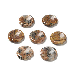 Crazy Agate Natural Crazy Agate Worry Stones, Flower Shape, 37.5~38x38x7~7.5mm