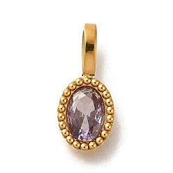 Фиолетовый Ионное покрытие (ip) 304 подвески из нержавеющей стали со стразами, овальные амулеты, реальный 14 k позолоченный, фиолетовые, 14.5x7x4 мм, отверстия: 4.5z2.5mm