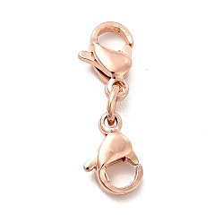 Rose Gold 304 Stainless Steel Double Lobster Claw Clasps, Rose Gold, 20mm