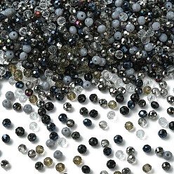 Black Glass Beads, Mixed Style, Faceted Rondelle, Black, 4x3.5mm, Hole: 1mm, about 500pcs/bag