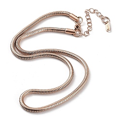Розовое Золото Ионное покрытие (IP) 304 колье из круглой змеиной цепи из нержавеющей стали, розовое золото , 15.87 дюйм (40.3 см)