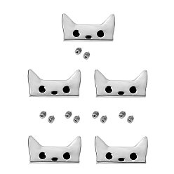 Platinum Alloy Label Tags, with Holes and Iron Screws, for DIY Jeans, Bags, Shoes, Hat Accessories, Cat, Platinum, 25mm, 5pcs/bag