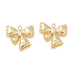 Настоящее золото 18K Рамадан и Ид Мубарак, латунные подвески с микропаве из прозрачного кубического циркония, бантом прелести, реальный 18 k позолоченный, 17.5x18x3.5 мм, отверстие : 1.2 мм