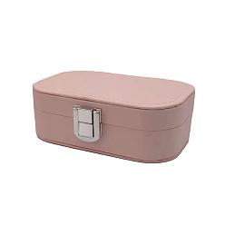 Flamingo Rectangle Imitation Leather Jewelry Organizer Case with Clasps, for Necklaces, Rings, Earrings and Pendants, Flamingo, 12x7.5x4cm