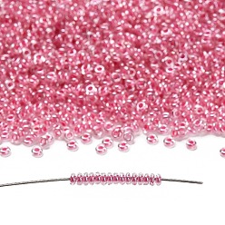 (1082) Inside Color Crystal/Hot Pink Lined Toho 11/0 полукруглые бусины, японский бисер, (1082) внутри цветной кристалл / ярко-розовая подкладка, 11/0, 2.2x0.9 мм, отверстие : 0.8 мм, Около 1733 шт / 10 г