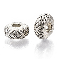 Antique Silver Tibetan Style Alloy Beads, Large Hole Beads, Cadmium Free & Lead Free, Rondelle, Antique Silver, 13x6mm, Hole: 5mm, about 325pcs/1000g