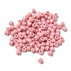 Pink Opaque Acrylic Beads, Column, Pink, 6.5x5mm, Hole: 2.2mm