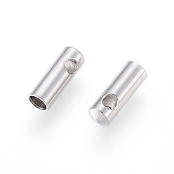 Stainless Steel Color 304 Stainless Steel Cord Ends, End Caps, Column, Stainless Steel Color, 7.5x2.6mm, Hole: 1.2mm, Inner Diameter: 2mm