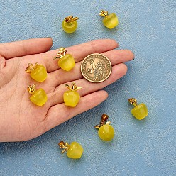 Yellow 10Pcs Apple Gemstone Charm Pendant Crystal Quartz Healing Natural Stone Pendants Opal Buckle for Jewelry Necklace Earring Making Crafts, Yellow, 20.5x14.8mm, Hole: 3mm