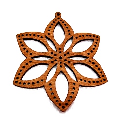 Brown Wood Big Pendants, for Earring Jewelry Making, Flower, 60~70x2mm