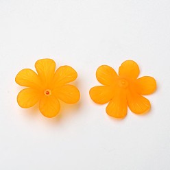 Orange Transparent Acrylic Beads, Frosted, Flower Bead Caps, Orange, 30x8mm, Hole: 1.5~2mm, about 314pcs/500g