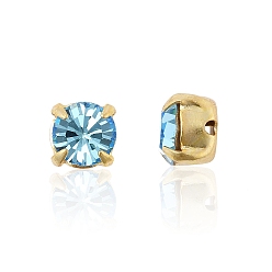 60000 Aquamarine Preciosa® maxima crystal в пришивной чашке, чешский хрусталь, с настройками латуни, 719 35 021 шатон (круглый), золотые, 60000 аквамарин, ss 16 (3.8~4 мм)