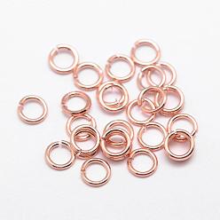 Rose Gold Brass Jump Rings, Open Jump Rings, Cadmium Free & Nickel Free & Lead Free, Rose Gold, 7x0.8mm, 20 Gauge, Inner Diameter: 5.4mm, about 40pcs/5g