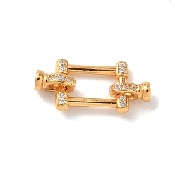 Plaqué 18K Or Véritable 925 fermoirs déployants en argent sterling avec micro pavés de zircone cubique transparents, rectangle, crémaillère plaquage, plaqué longue durée, réel 18 k plaqué or, 21mm