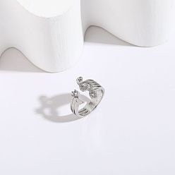 JZ0143-14k White Gold Music Note Oil Drop Zircon Ring - Minimalist Luxury 14K Gold Jewelry for Women