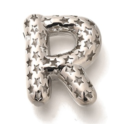 Letter R Полые медные подвески, стойки покрытие, долговечный, без кадмия и без свинца, письмо амулеты, Буква R, 22.5x19x7.5 мм, отверстие : 4.7x3 мм