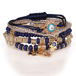 Mulan B0045-6 Fashionable European and American handmade bead multi-layer bracelet - eye bead temperament.