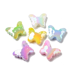 Mixed Color UV Plating Acrylic Bead, Faceted, Butterfly, Mixed Color, 24x30x10mm, Hole: 2.5mm
