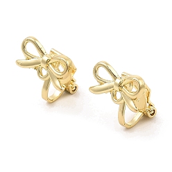 Golden Alloy Clip-on Earring Findings, with Horizontal Loops, for Non-pierced Ears, Bowknot, Golden, 14.5x14x11mm, Hole: 1.2mm