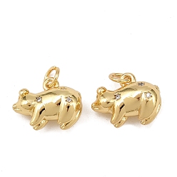 Настоящее золото 18K Латуни циркония кубической подвески, с целью перехода в кольце, свинья прелести, без свинца и без кадмия, долговечный, стойки покрытие, свинья, реальный 18 k позолоченный, 11.5x15x8 мм, отверстие : 3.5 мм