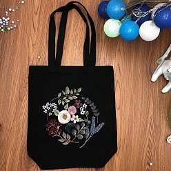 (52) Непрозрачная лаванда Наборы для вышивания своими руками, включая набивную хлопчатобумажную ткань, нитки и иглы для вышивания, круглые пяльцы, разноцветные, 220x200 мм