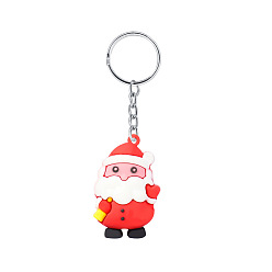 7. Santa Claus 1 Cute Reindeer Snowman PVC Keychain Pendant - Christmas Decoration Gift.