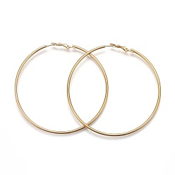 Golden 201 Stainless Steel Hoop Earrings, Hypoallergenic Earrings, Ring Shape, Golden, 12 Gauge, 69x69x2mm, Pin: 1mm