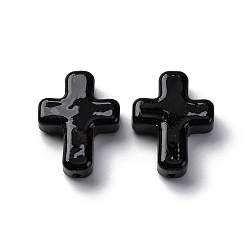 Черный Бусины лэмпворк , крестик, чёрные, 26x19.5x7.5 мм, отверстие : 1.6 мм