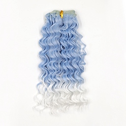 Aqua High Temperature Fiber Long Instant Noodle Curly Hairstyle Doll Wig Hair, for DIY Girl BJD Makings Accessories, Aqua, 7.87~9.84 inch(20~25cm)