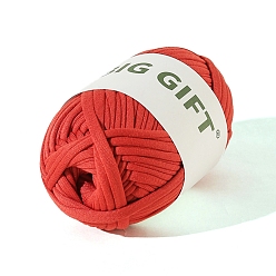 Orange Red Polyester Cloth Yarn, For Hand Knitting Thick Thread, Crochet Cloth Yarn, Orange Red, 5mm, about 32.81 Yards(30m)/Skein