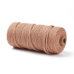 Misty Rose Cotton String Threads for Crafts Knitting Making, Misty Rose, 3mm, about 109.36 Yards(100m)/Roll