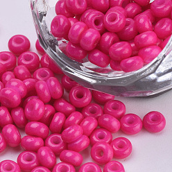 Deep Pink Baking Paint Glass Seed Beads, Round, Deep Pink, 4~4.5x3mm, Hole: 1~1.2mm, about 4500pcs/bag, about 450g/bag