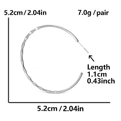Серебро Преувеличенные серьги-гвоздики в форме буквы С из нержавеющей стали, серебряные, 304 мм