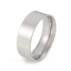 Stainless Steel Color 201 Stainless Steel Flat Plain Band Rings, Wide Band Rings, Stainless Steel Color, US Size 11(20.6mm), 8mm