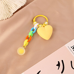 Yellow Colorful Detachable Resin Heart Keychain Bag Charm Pendant Accessory Gift