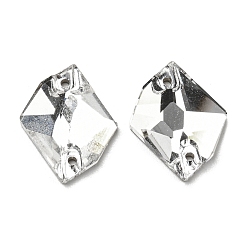 Crystal Irregular Rhombus Sew on Rhinestone, 2 Hole Links, Flat Back & Back Plated, Garment Accessories, Crystal, 17~17.5x13~14x4.5~5mm, Hole: 1mm, 28pcs/board