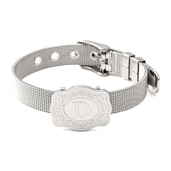 Letter D 304 Браслеты-цепочки из нержавеющей стали для часов (женские и мужские), овальный с буквой, цвет нержавеющей стали, Буква D, 8.54 дюйм (21.7 см)