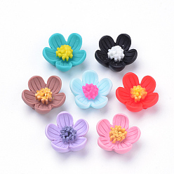 Mixed Color Resin Beads, Flower, Mixed Color, 20x21x9mm, Hole: 1mm