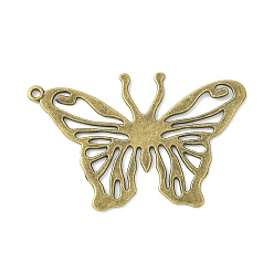 Antique Bronze Tibetan Style Alloy Pendants, Butterfly, Antique Bronze, Lead Free and Cadmium Free and Nickel Free, 43.5x62x1.5mm, Hole: 2mm