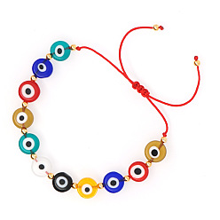 QT-B200002A Colorful Ethnic Style Evil Eye Bracelet with Golden Beads for Women - Friendship Cord Jewelry