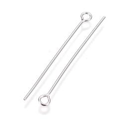 Stainless Steel Color 304 Stainless Steel Eye Pins, Stainless Steel Color, 35x3x0.7mm, Hole: 2mm