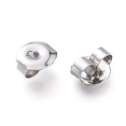 Stainless Steel Color 304 Stainless Steel Ear Nuts, Friction Earring Backs for Stud Earrings, 6x6.5x3mm, Hole: 0.8mm